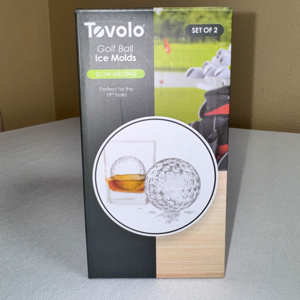 Tovolo Golf Ball Ice Mold Set of 2 Slow Melting 2.5" Silicone Molds 22026-104